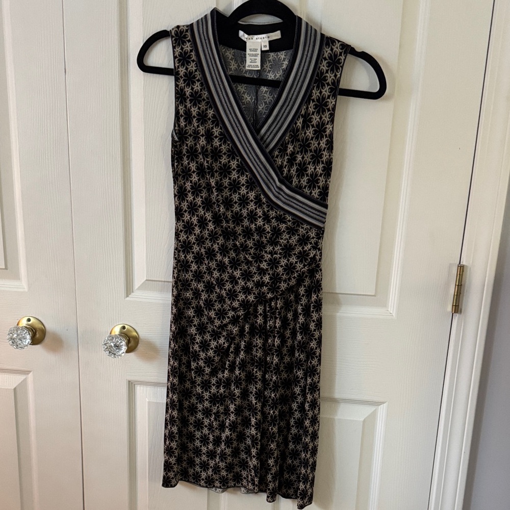 Black and Gray Pattern Midi Dress and Sweater Set